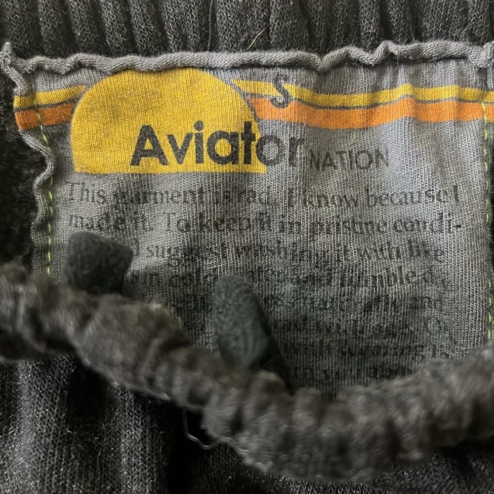 Aviator Nation Black Sweatpants with Hot Pink Lightning Bolt - Picture 3 of 6